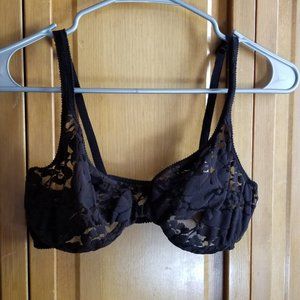 Cacique front close black see through lycra lace bra